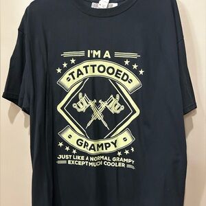 Black Graphic T-Shirt with Yellow Print